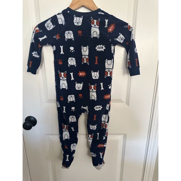 Carter’s Kids One Piece Navy Fleece Pajamas with Dogs Size 3T - Picture 4 of 12
